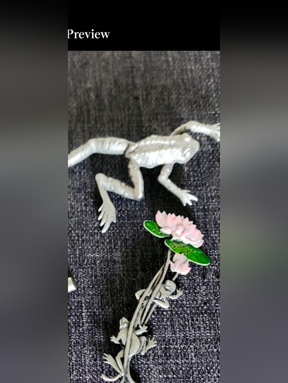 JJ Signed Frog Pewter Brooch's